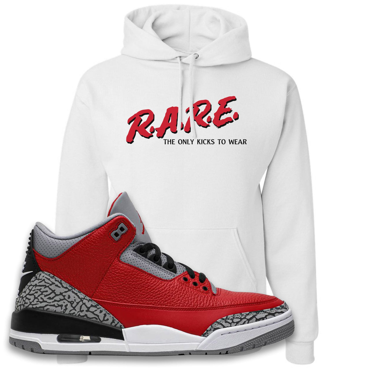 Jordan 3 Red Cement Chicago All-Star Sneaker White Pullover Hoodie | Hoodie to match Jordan 3 All Star Red Cement Shoes | Rare