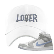 Wolf Grey Mid 1s Dad Hat | Lover, White