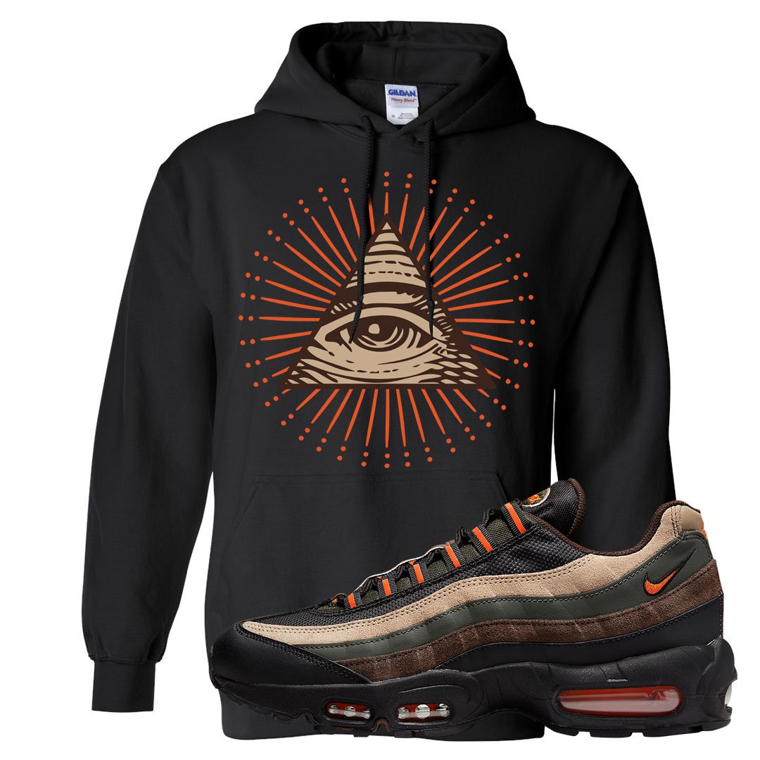 Dark Army Orange Blaze 95s Hoodie | All Seeing Eye, Black