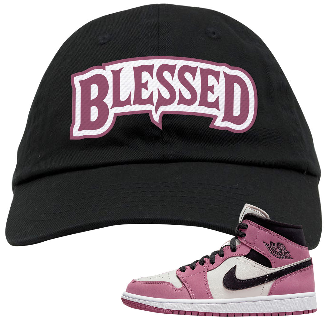 Berry Black White Mid 1s Dad Hat | Blessed Arch, Black