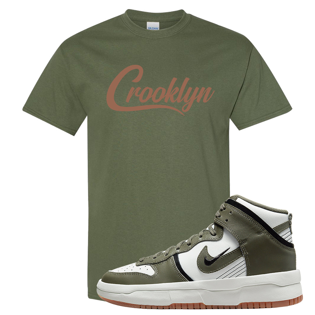 Cargo Khaki Rebel High Dunks T Shirt | Crooklyn, Military Green