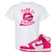 Pink Prime High Dunks T Shirt | Talk Lips, White