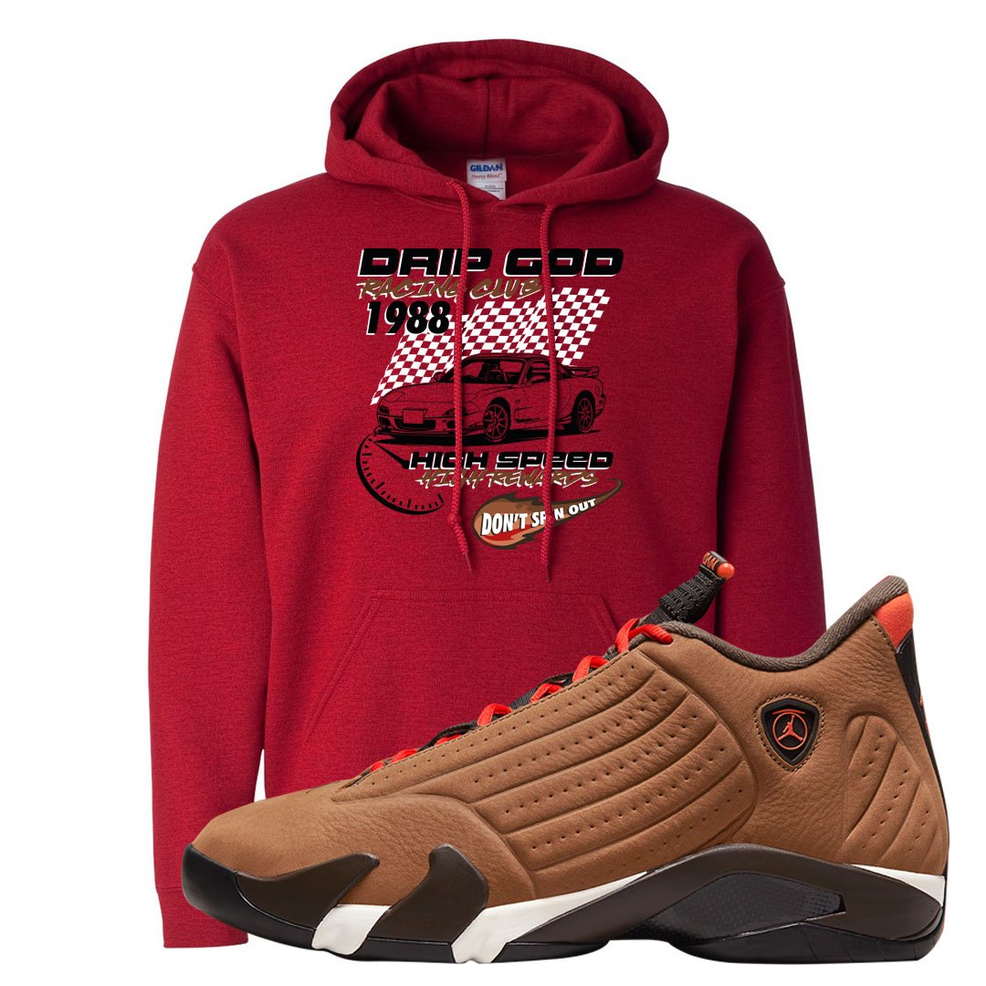 Winterized 14s Hoodie | Drip God Racing Club, Red