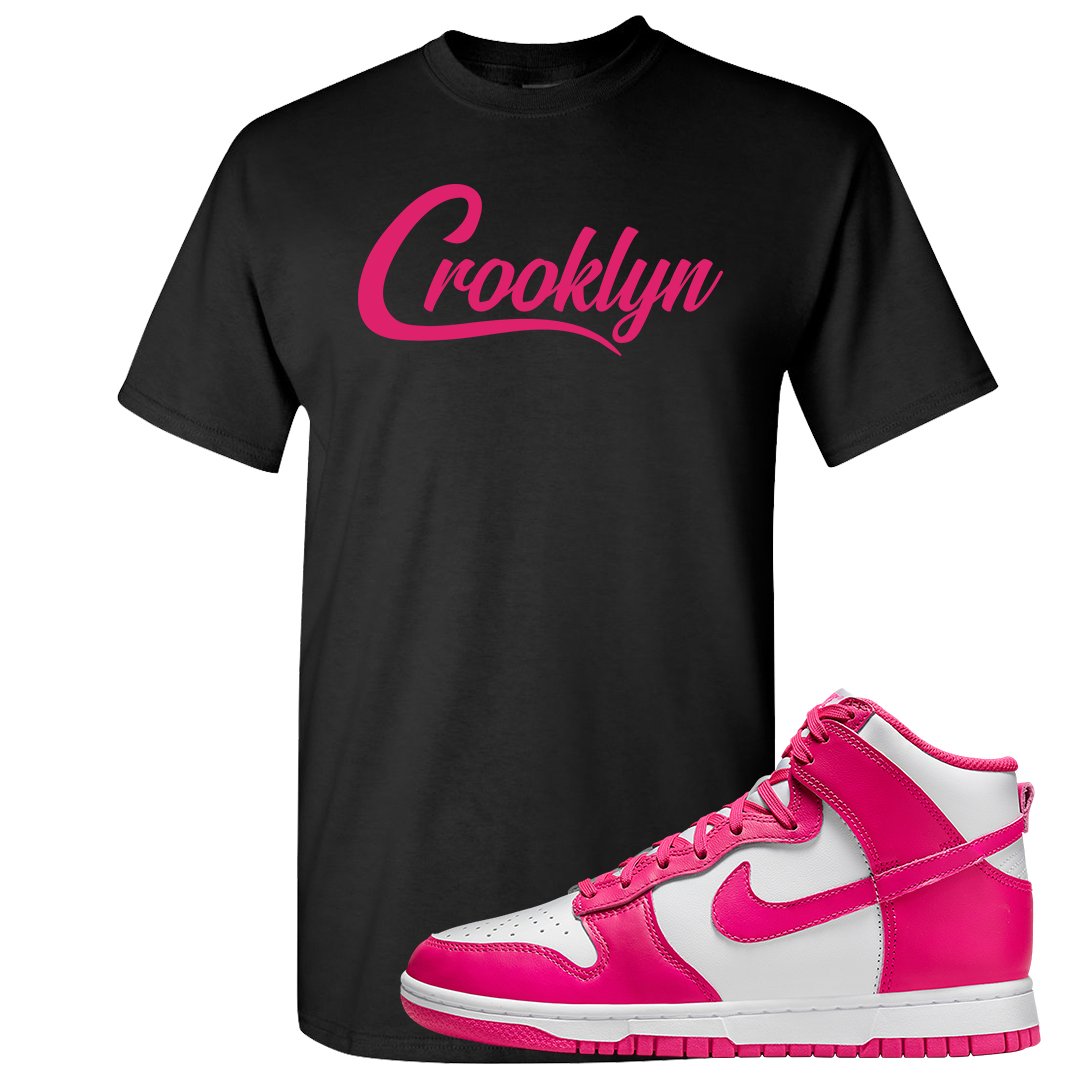Pink Prime High Dunks T Shirt | Crooklyn, Black