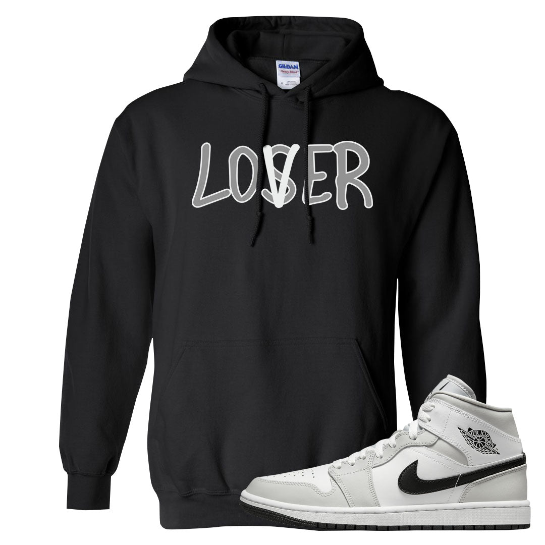 Light Smoke Grey Mid 1s Hoodie | Lover, Black