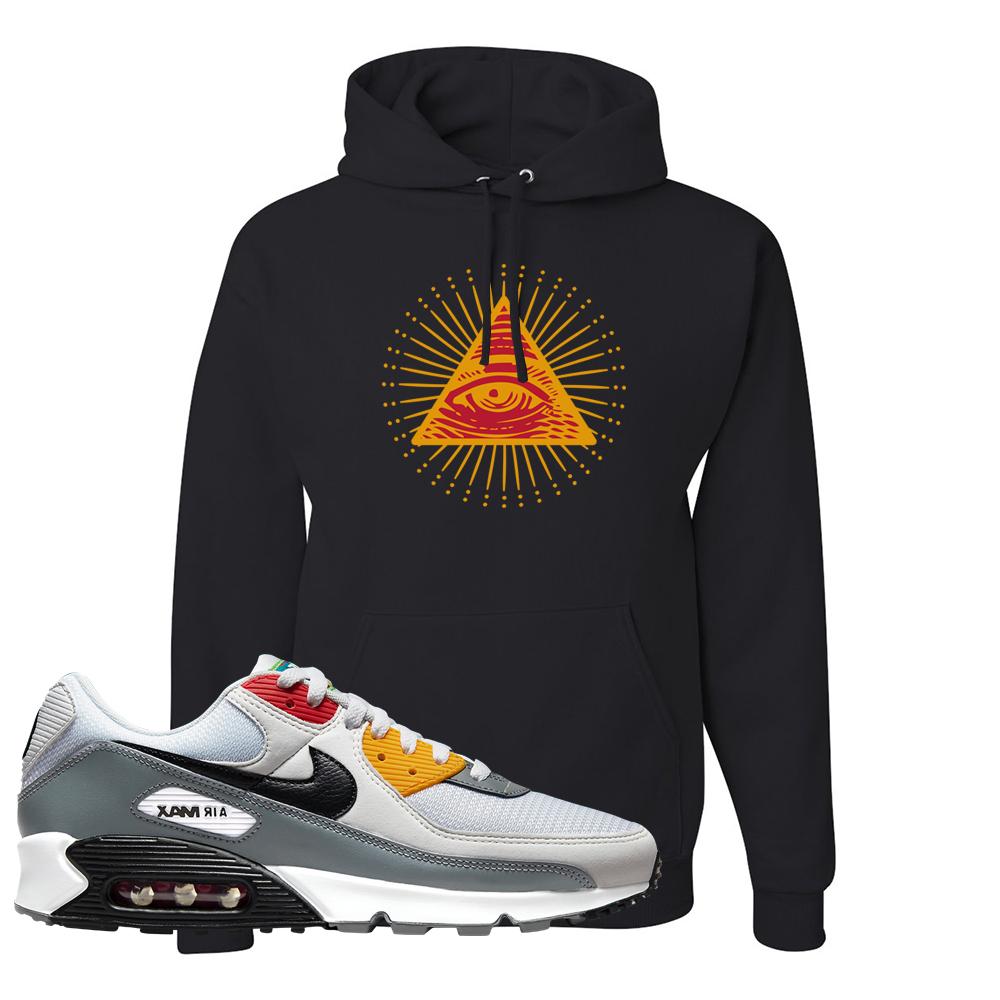 Peace Love Basketball 90s Hoodie | All Seeing Eye, Black