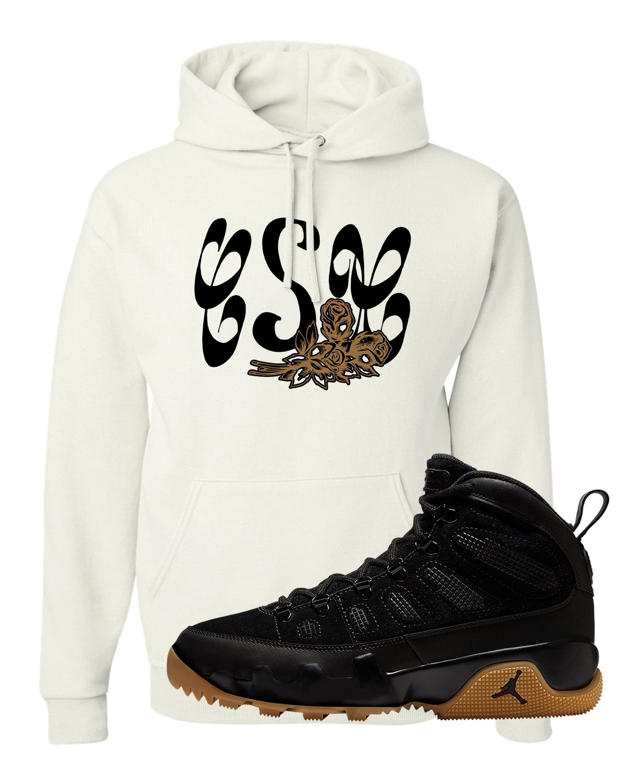 NRG Black Gum Boot 9s Hoodie | Certified Sneakerhead, White