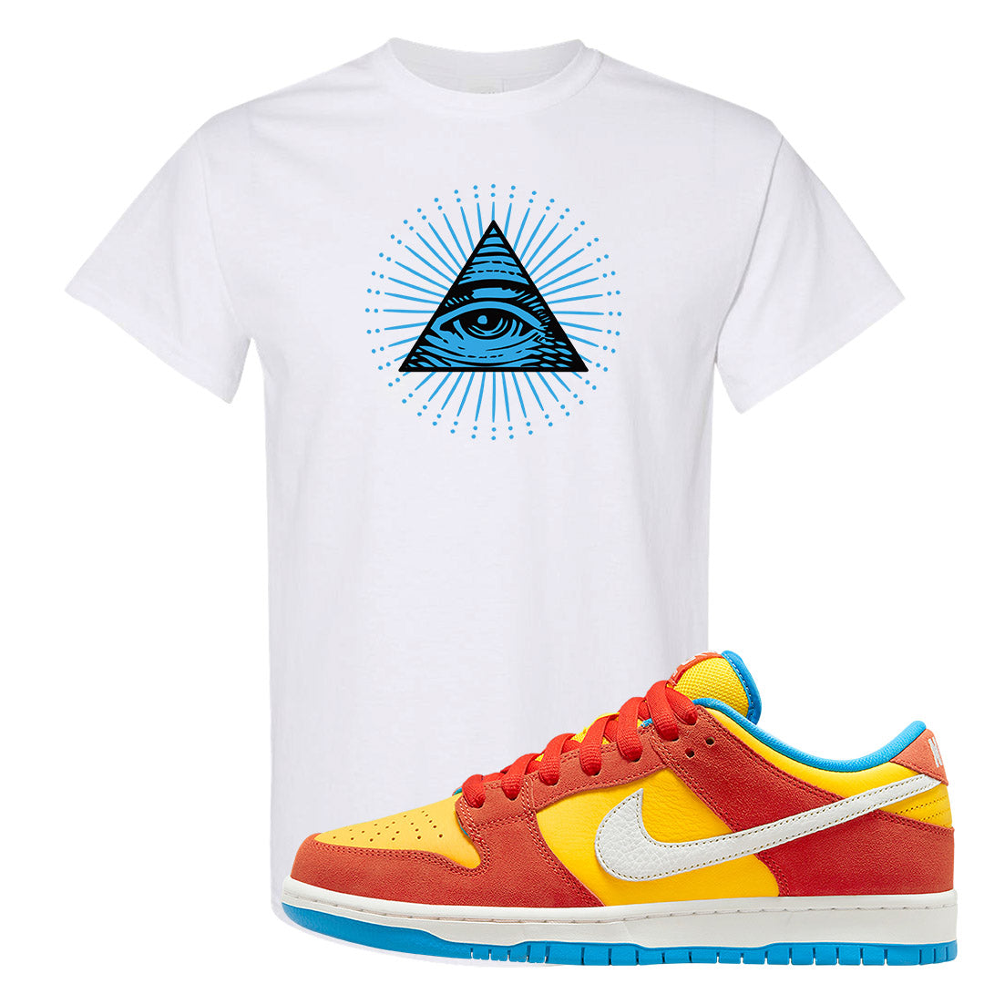Habanero Red Gold Blue Low Dunks T Shirt | All Seeing Eye, White