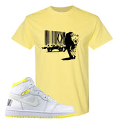 Air Jordan 1 First Class Flight Barcode Leopard Yellow Sneaker Matching T-Shirt