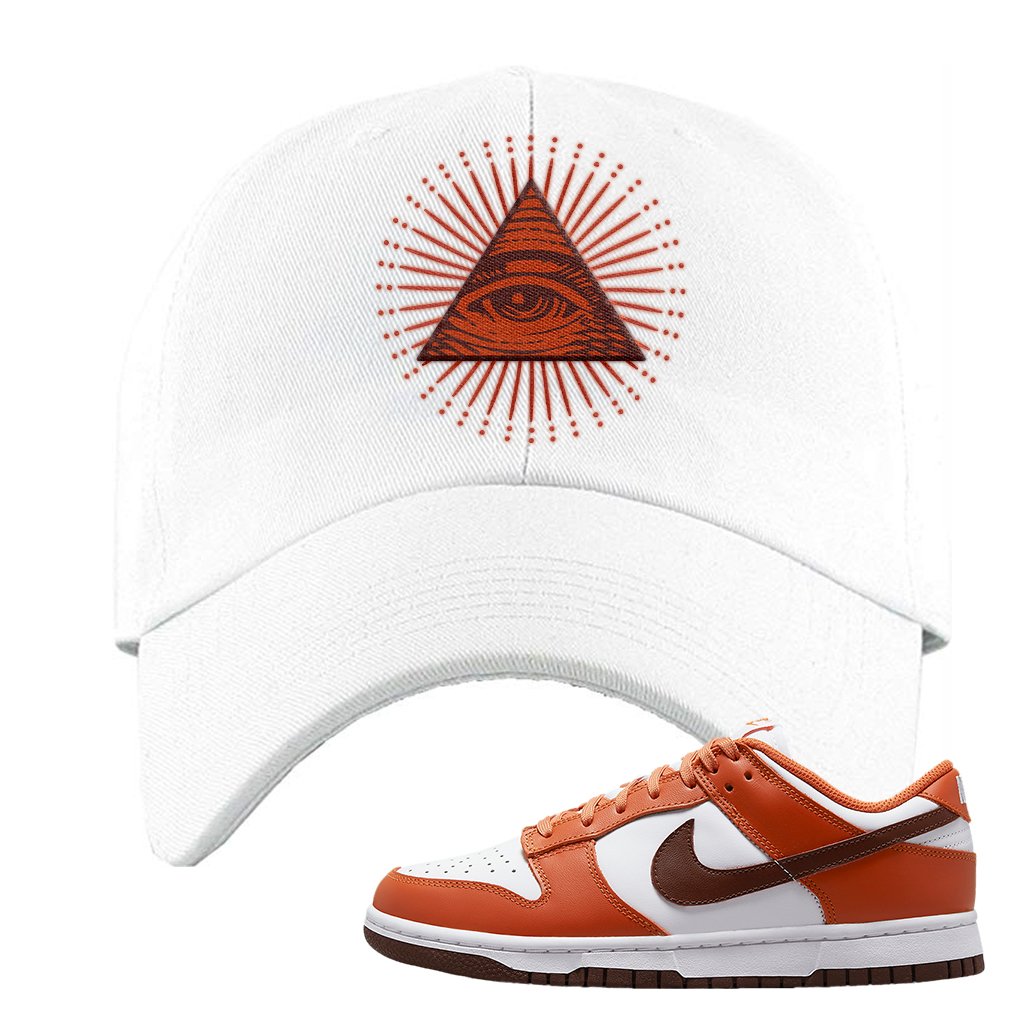 Reverse Mesa Low Dunks Dad Hat | All Seeing Eye, White