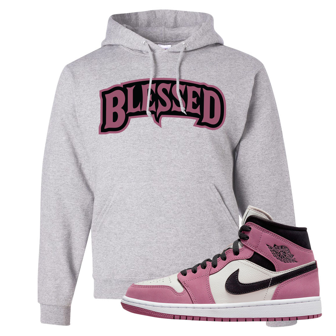 Berry Black White Mid 1s Hoodie | Blessed Arch, Ash