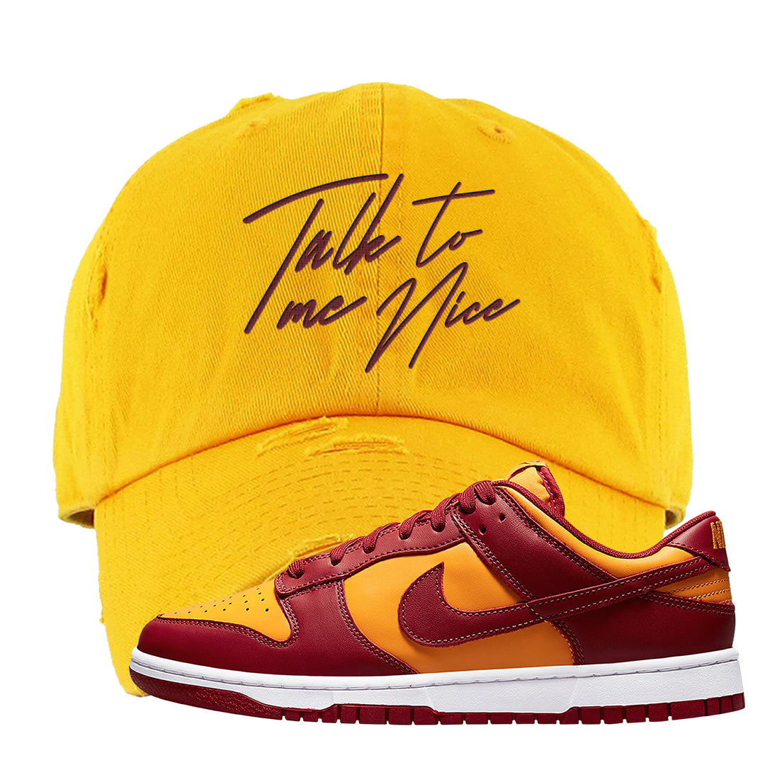 Midas Gold Low Dunks Distressed Dad Hat | Talk To Me Nice, Gold