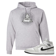 Light Smoke Grey Mid 1s Hoodie | All Seeing Eye, Ash