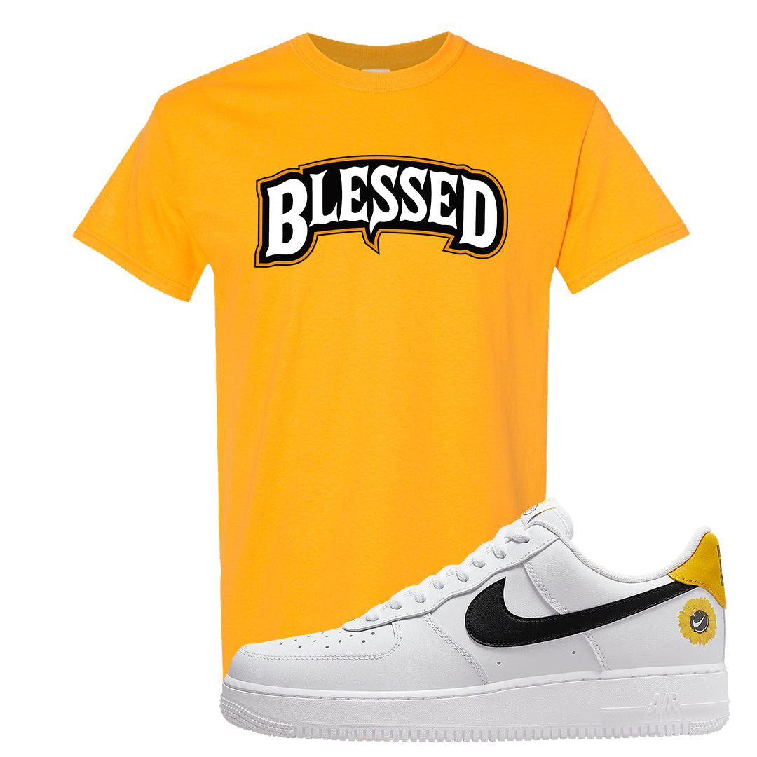Have A Nice Day AF1s T Shirt | Blessed Arch, Gold