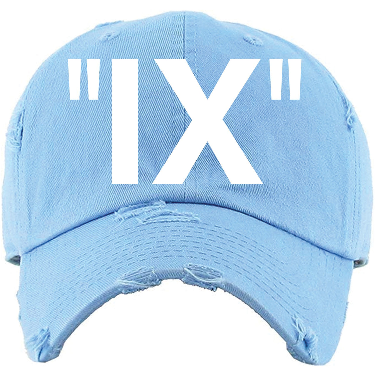UNC All Star Pearl Blue 9s Distressed Dad Hat | IX, Light Blue