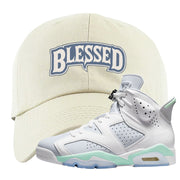 Mint Foam 6s Dad Hat | Blessed Arch, White