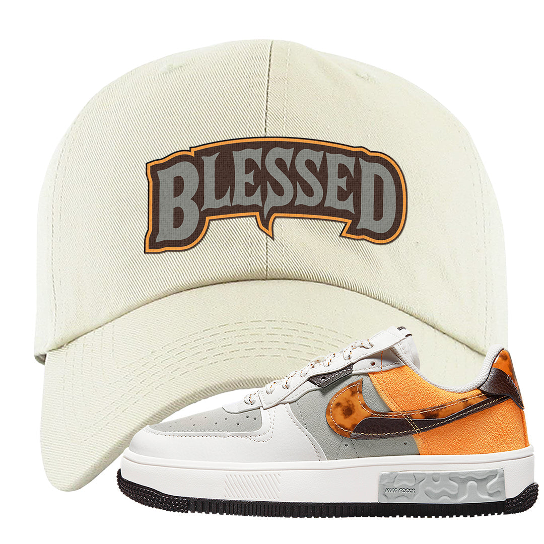 Tortoise Shell AF 1s Dad Hat | Blessed Arch, White