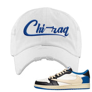 Sail Black Military Blue Shy Pink Low 1s Distressed Dad Hat | Chiraq, White