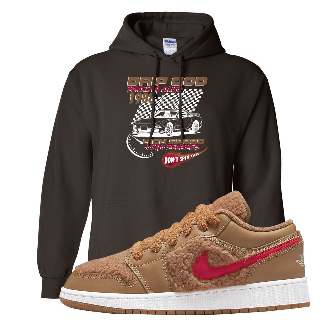 Teddy Bear Low 1s Hoodie | Drip God Racing Club, Chocolate