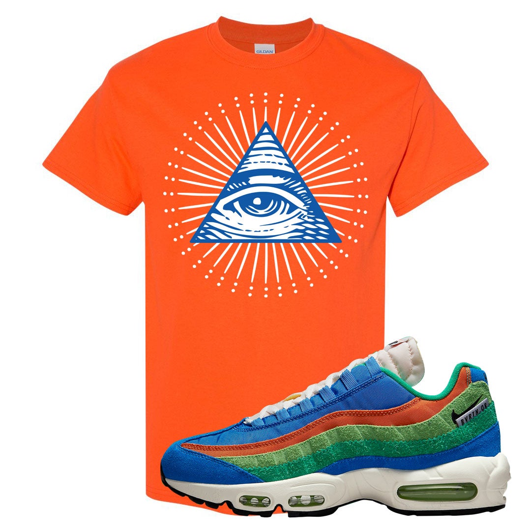 Light Blue Green AMRC 95s T Shirt | All Seeing Eye, Orange