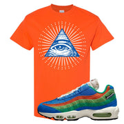 Light Blue Green AMRC 95s T Shirt | All Seeing Eye, Orange