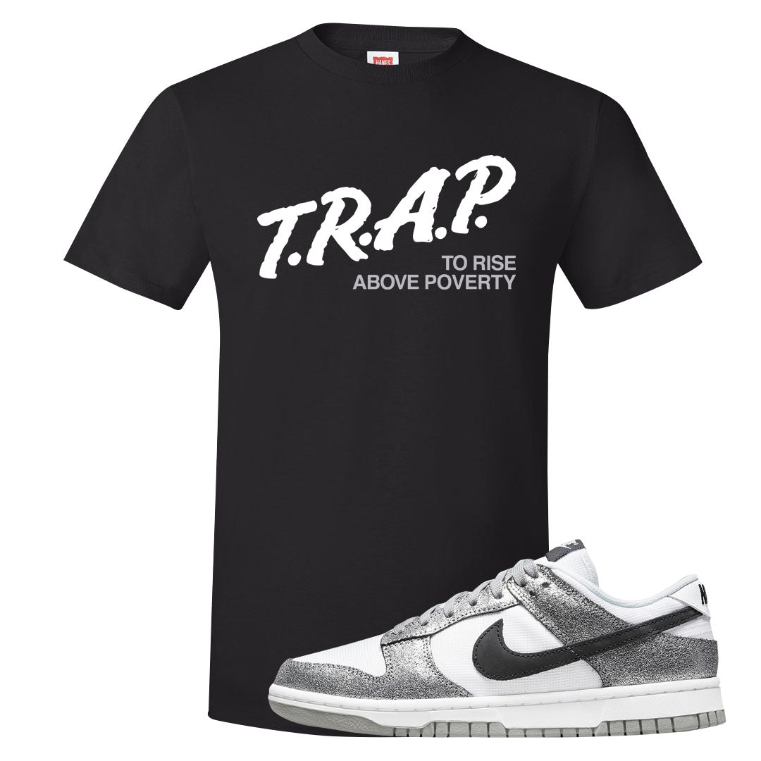 Golden Gals Low Dunks T Shirt | Trap To Rise Above Poverty, Black