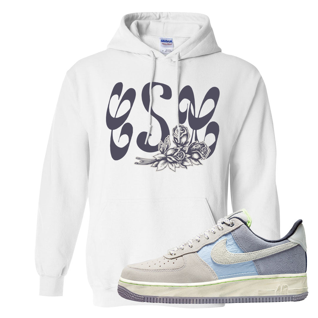 Womens Mountain White Blue AF 1s Hoodie | Certified Sneakerhead, White