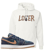 Denim Gum Bottom Low 1s Hoodie | Lover, White