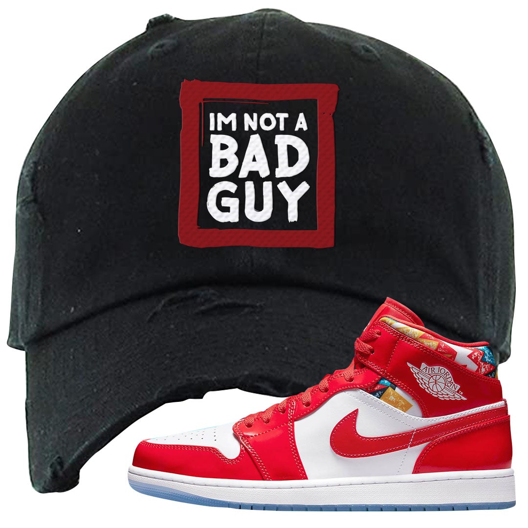 Barcelona Sweater Mid 1s Distressed Dad Hat | I'm Not A Bad Guy, Black