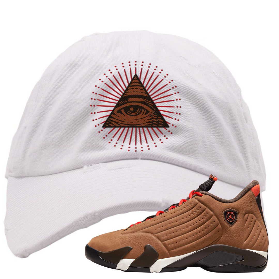 Winterized 14s Distressed Dad Hat | All Seeing Eye, White