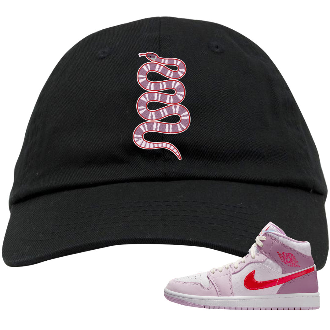 Valentine's Day Mid 1s Dad Hat | Coiled Snake, Black