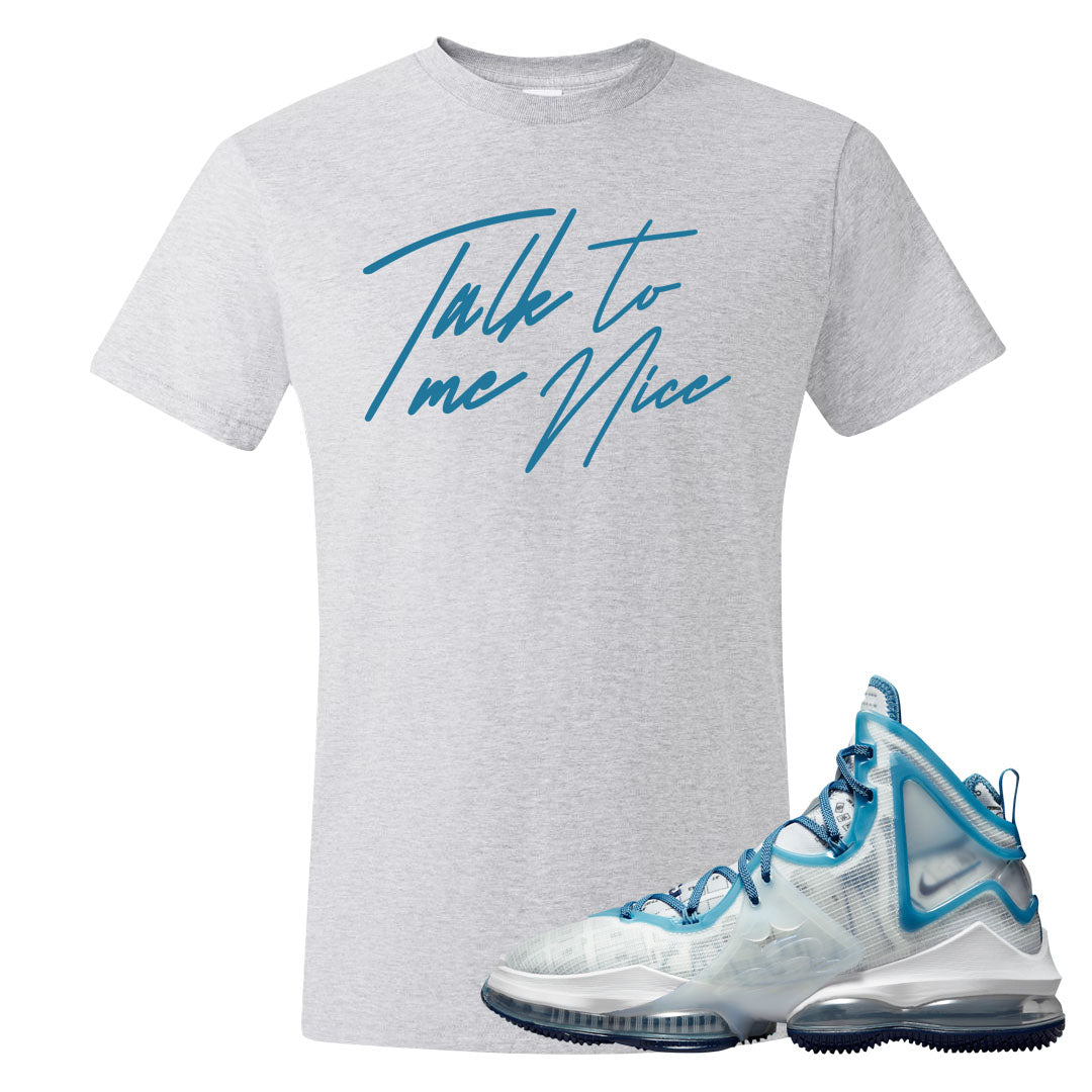 White Blue Space Bron 19s T Shirt | Talk To Me Nice, Ash