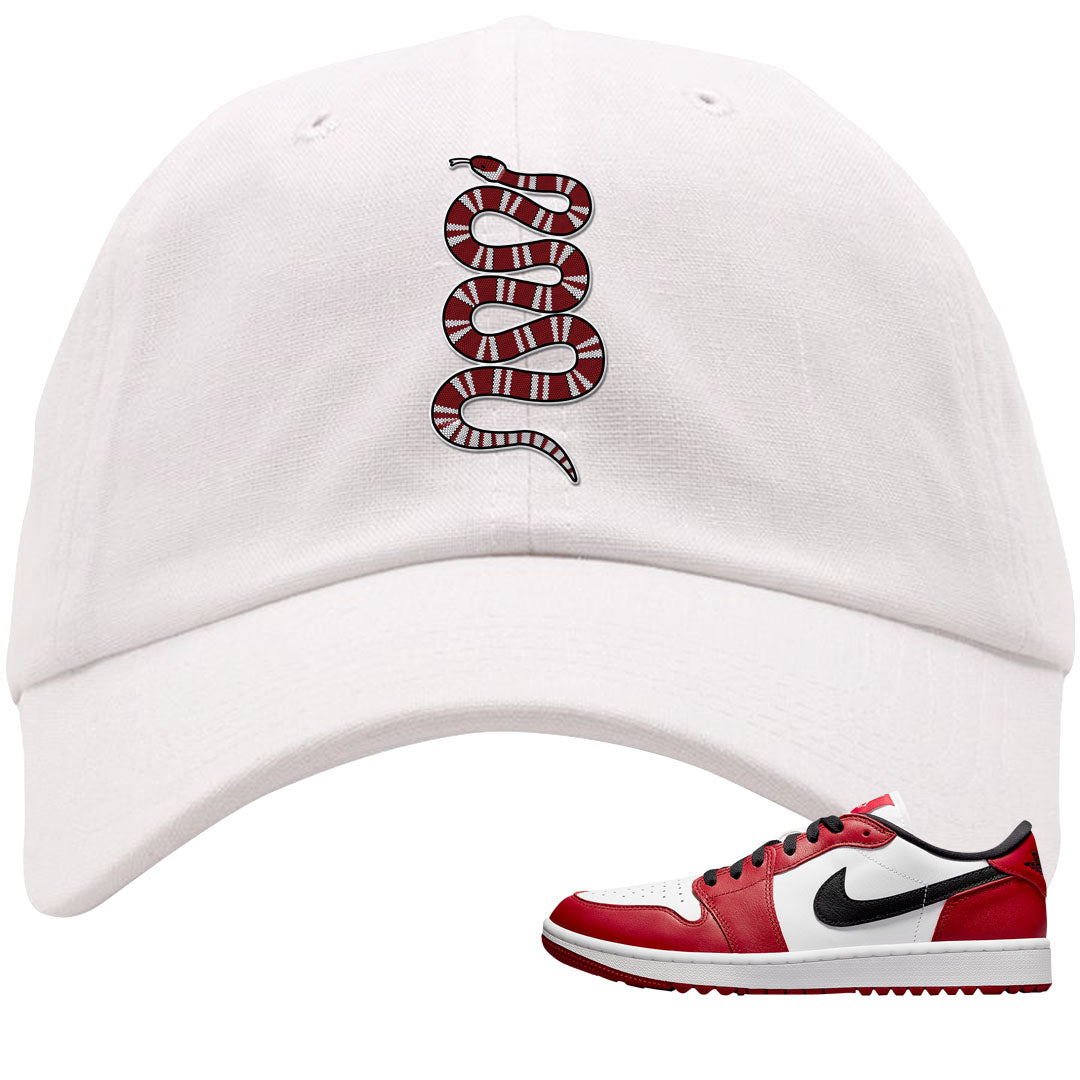 Chicago Golf Low 1s Dad Hat | Coiled Snake, White