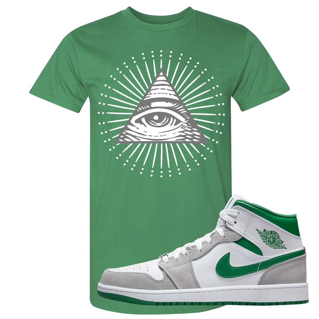 Light Smoke Pine Green Mid 1s T Shirt | All Seeing Eye, Kelly Green