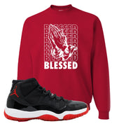 Jordan 11 Bred Blessed Red Sneaker Hook Up Crewneck Sweatshirt