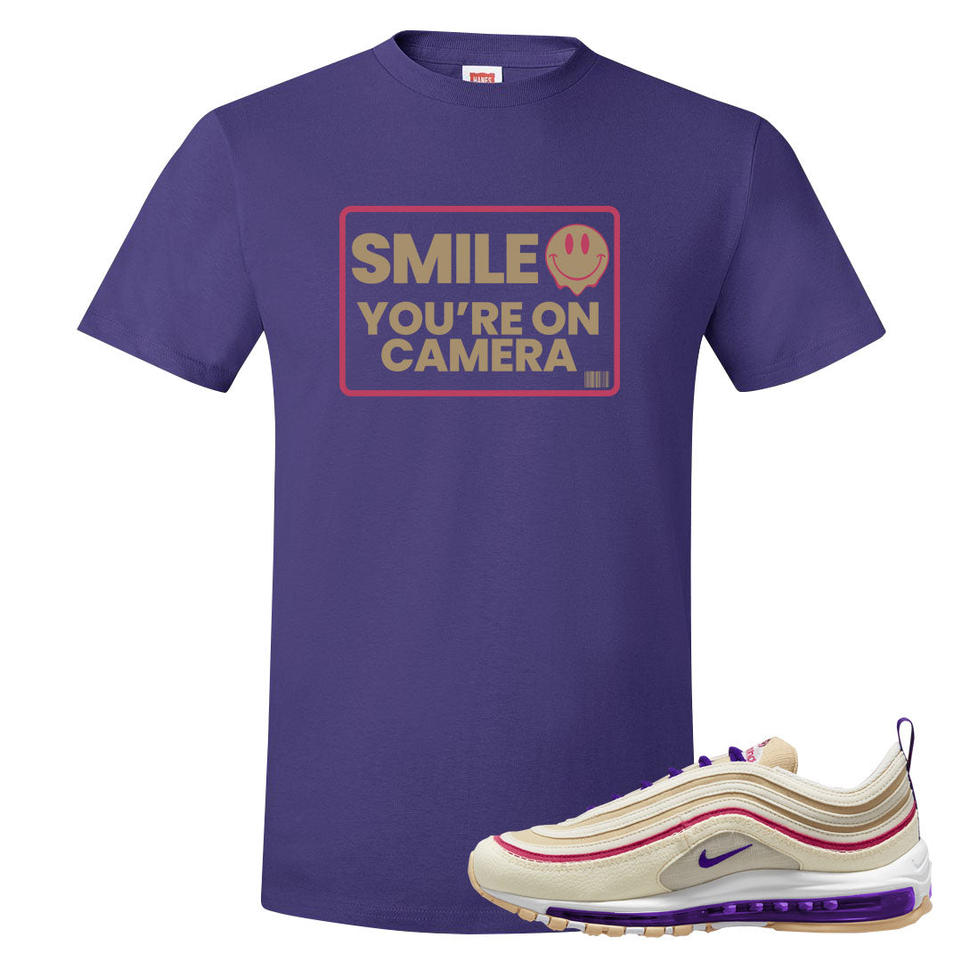 Sprung Sail 97s T Shirt | Smile You're On Camera, Purple