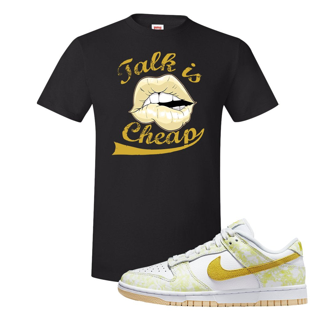 Yellow Strike Low Dunks T Shirt | Talk Is Cheap, Black