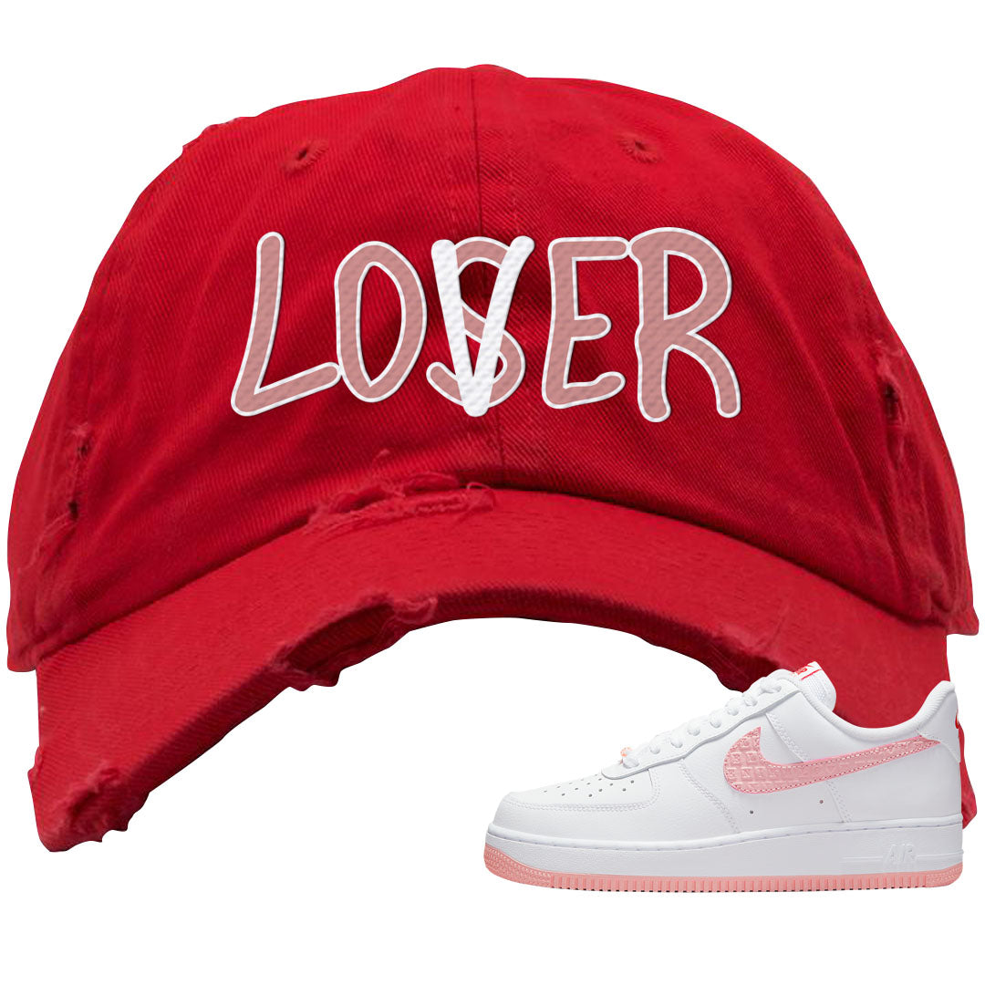 Valentine's Day 2022 AF1s Distressed Dad Hat | Lover, Red