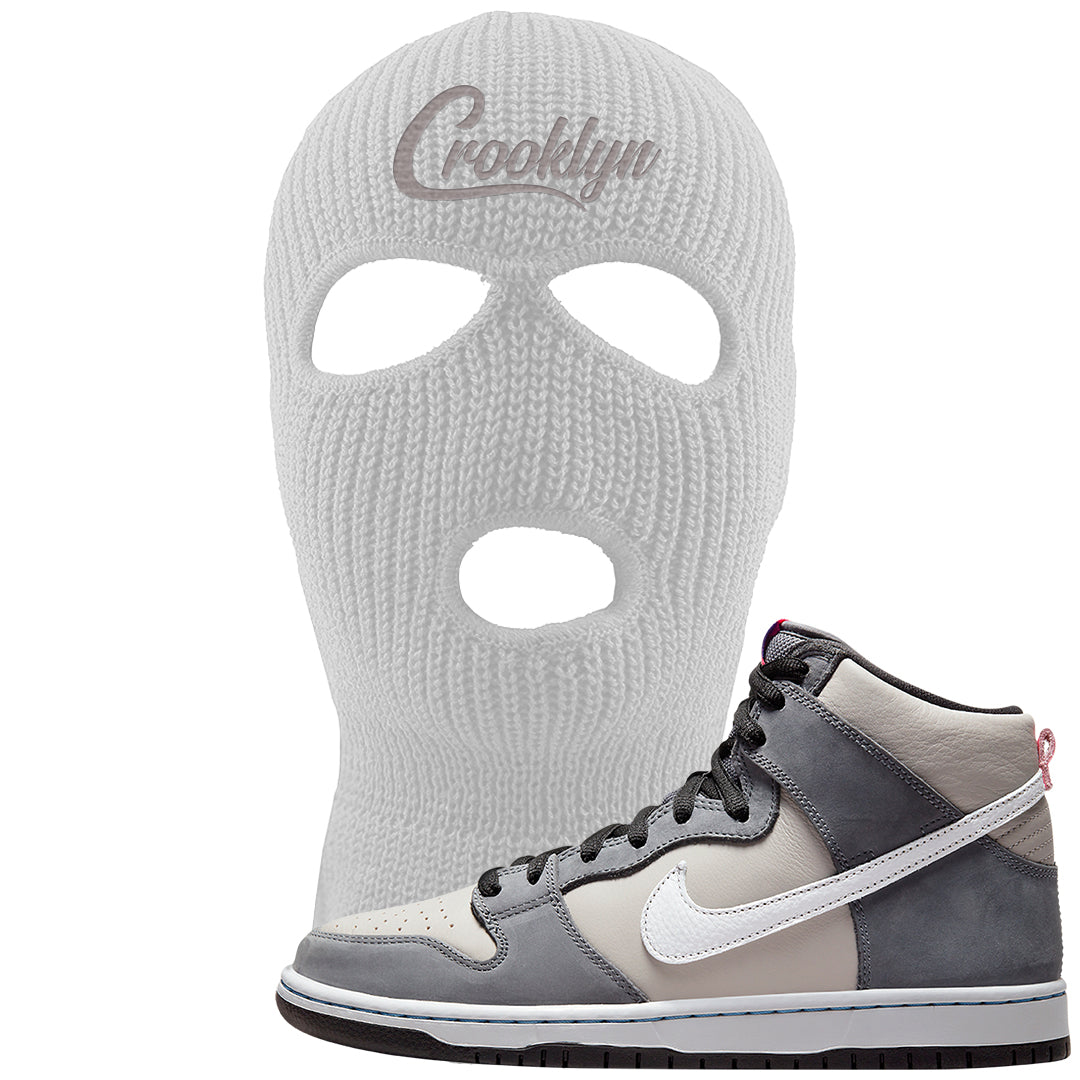Medium Grey High Dunks Ski Mask | Crooklyn, White