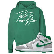 Light Smoke Pine Green Mid 1s Hoodie | Talk To Me Nice, Kelly Green