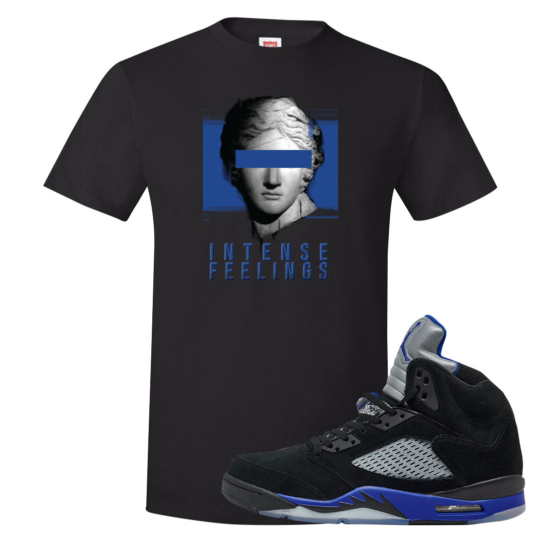 Racer Blue 5s T Shirt | Intense Feelings, Black