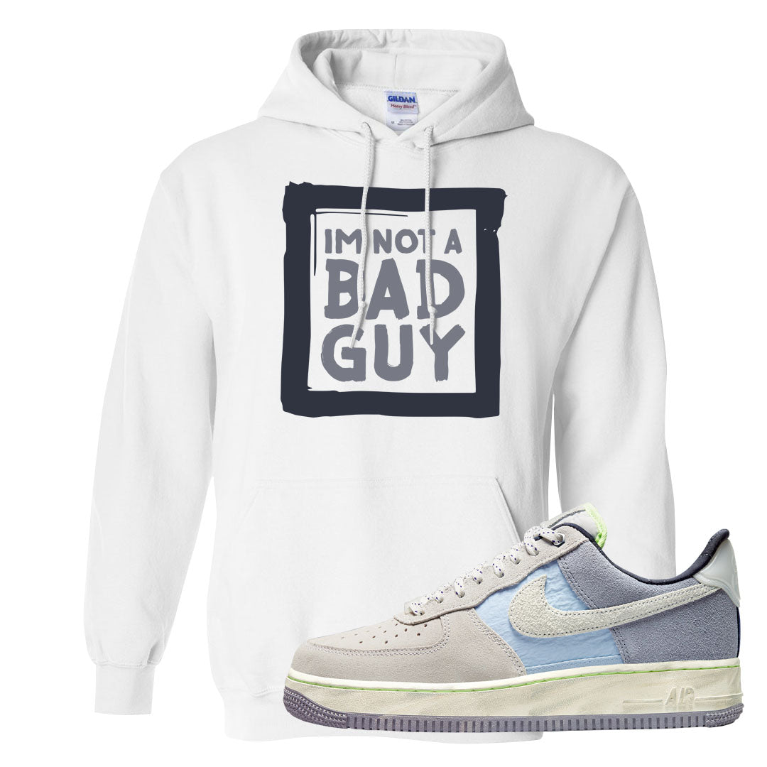 Womens Mountain White Blue AF 1s Hoodie | I'm Not A Bad Guy, White