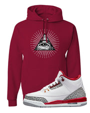 Cardinal Red 3s Hoodie | All Seeing Eye, Cardinal