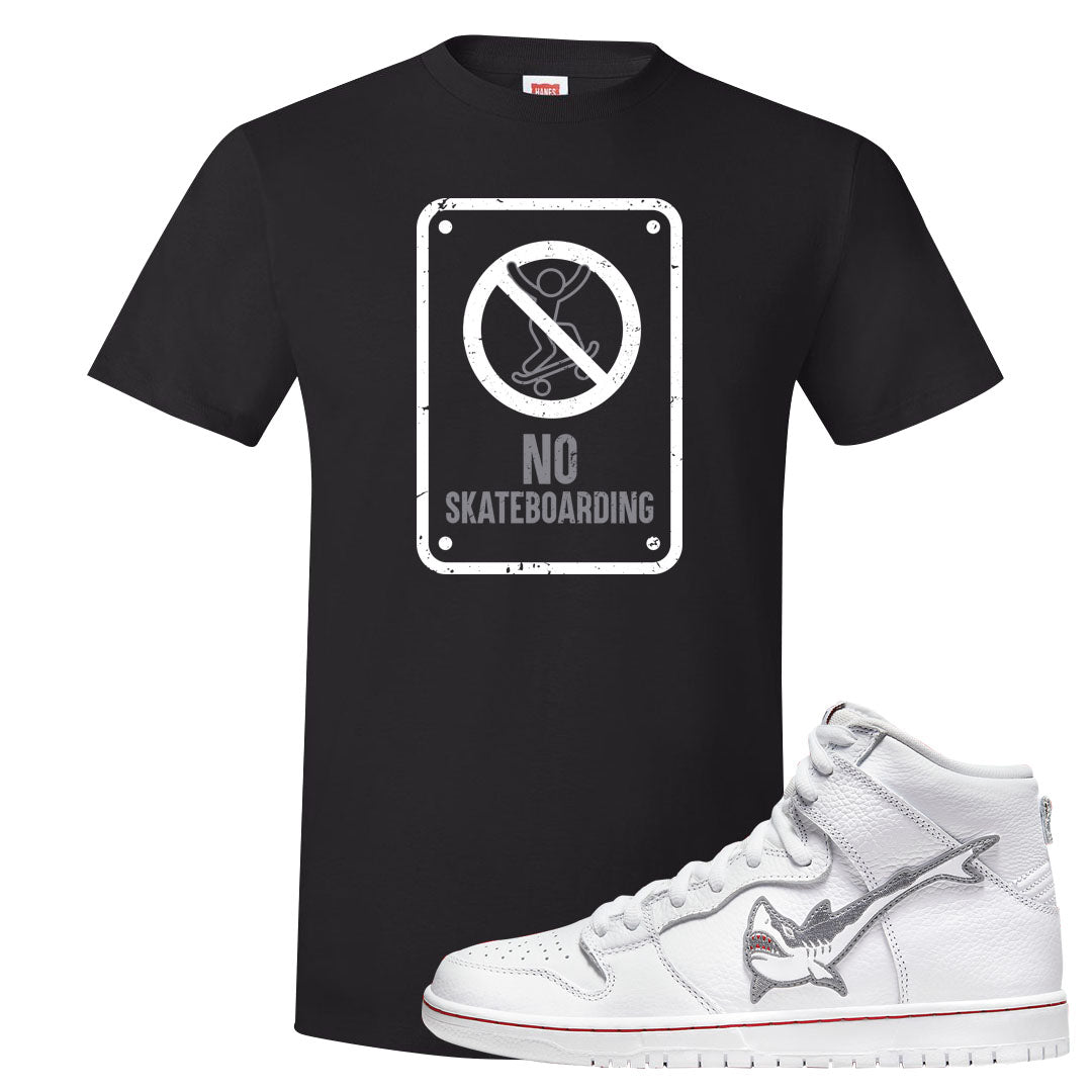Shark High Dunks T Shirt | No Skating Sign, Black