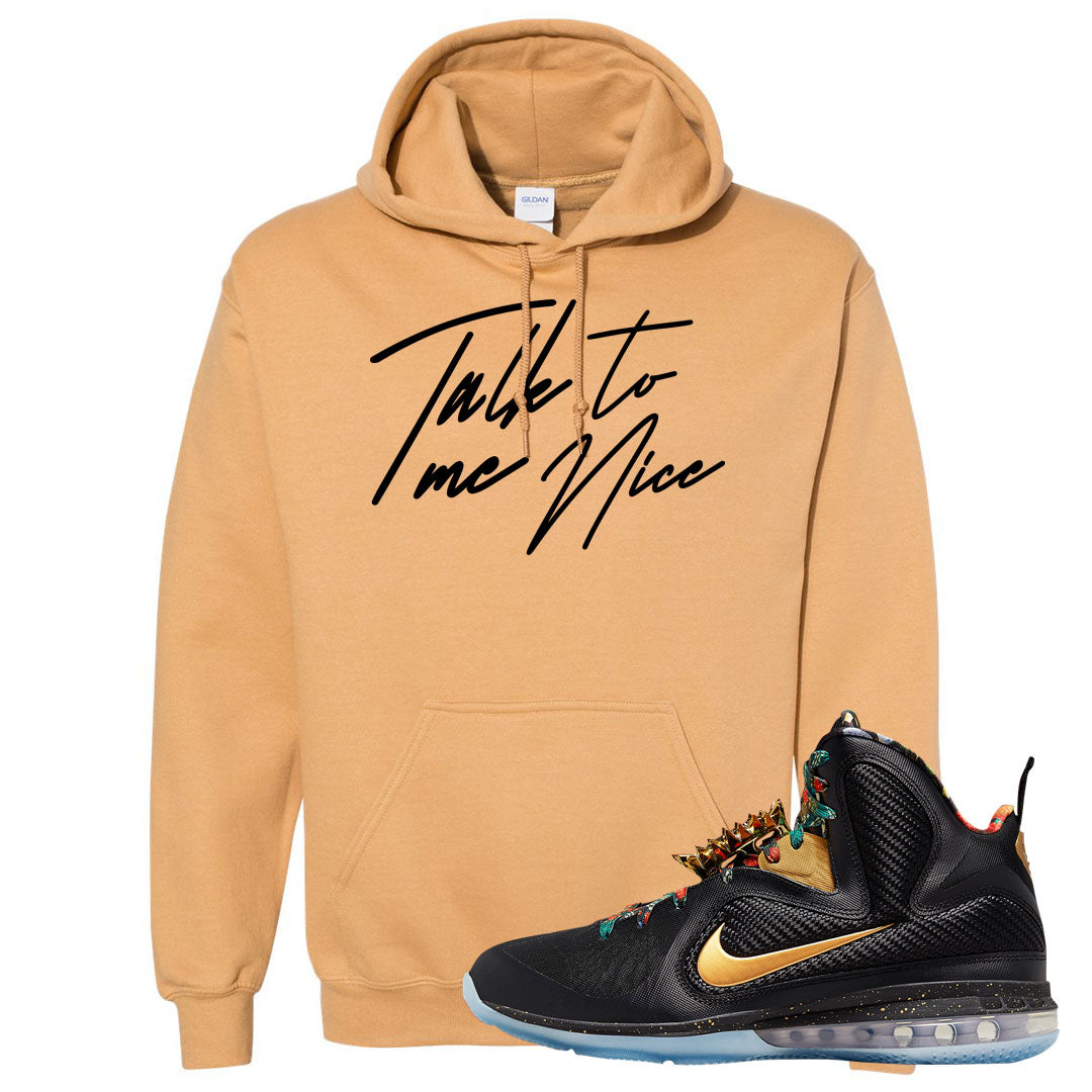 Throne Watch Bron 9s Hoodie | Talk To Me Nice, Old Gold