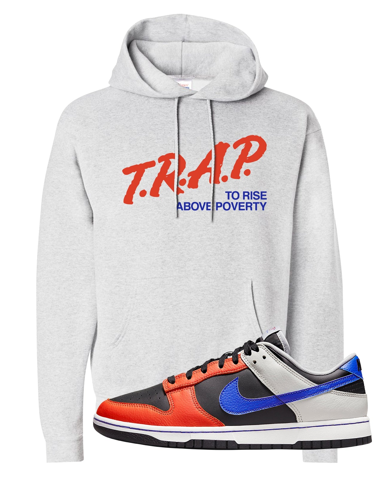 75th Anniversary Low Dunks Hoodie | Trap To Rise Above Poverty, Ash