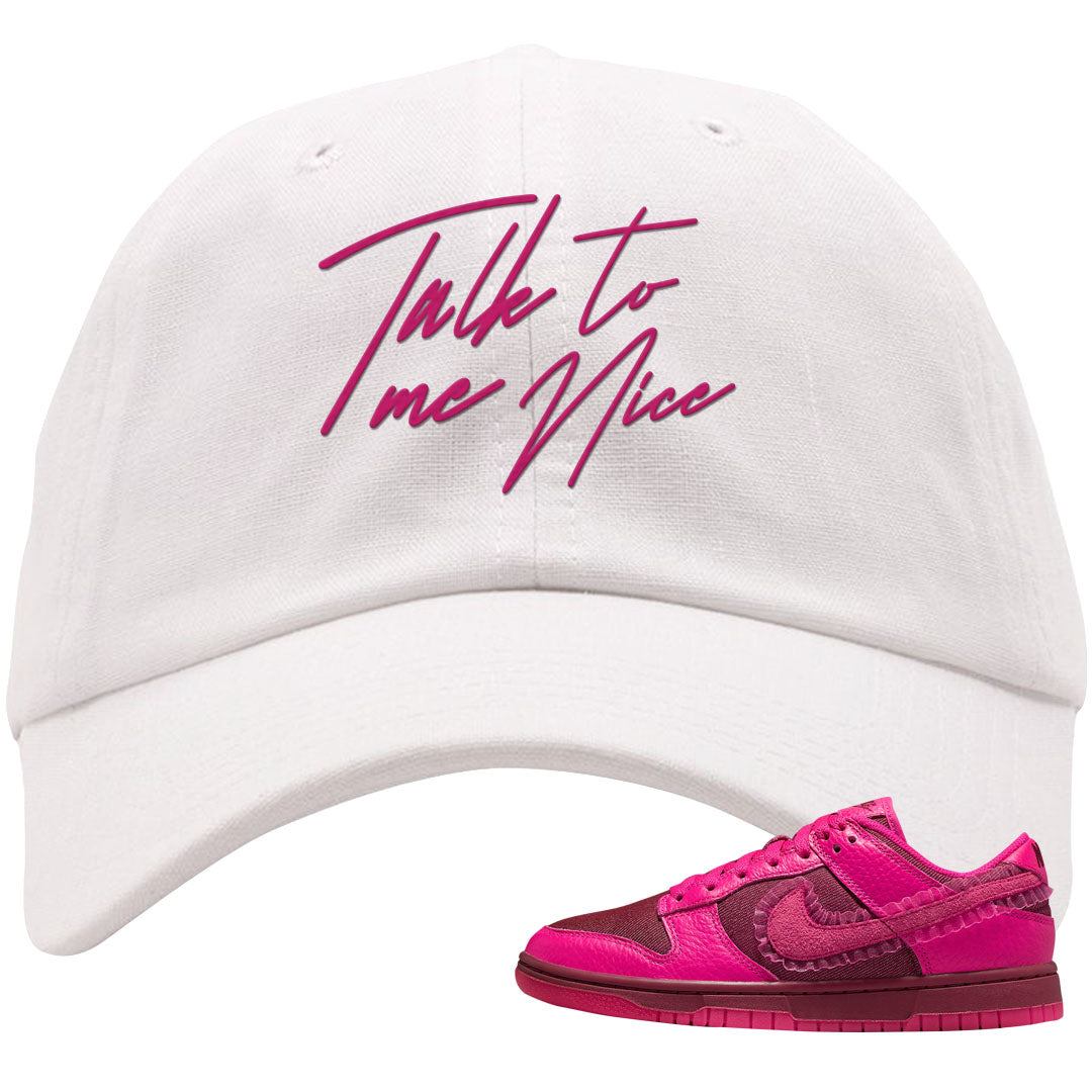 2022 Valentine's Day Low Dunks Dad Hat | Talk To Me Nice, White