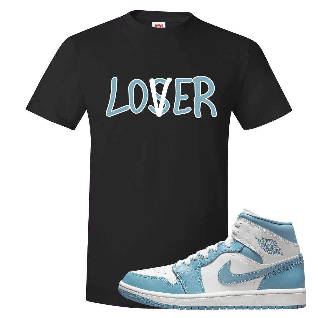 University Blue Mid 1s T Shirt | Lover, Black
