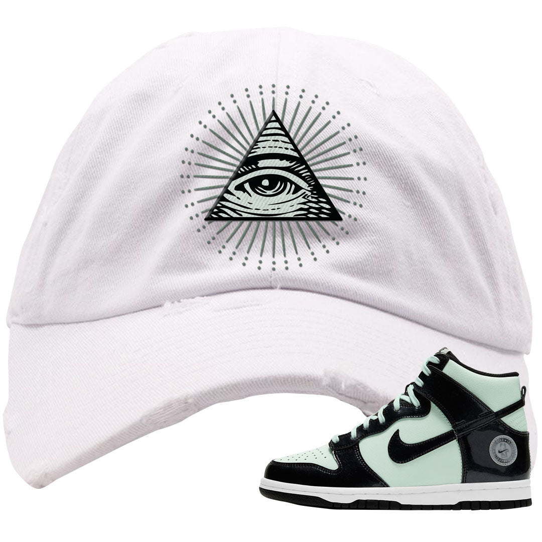 2022 All Star High Dunks Distressed Dad Hat | All Seeing Eye, White