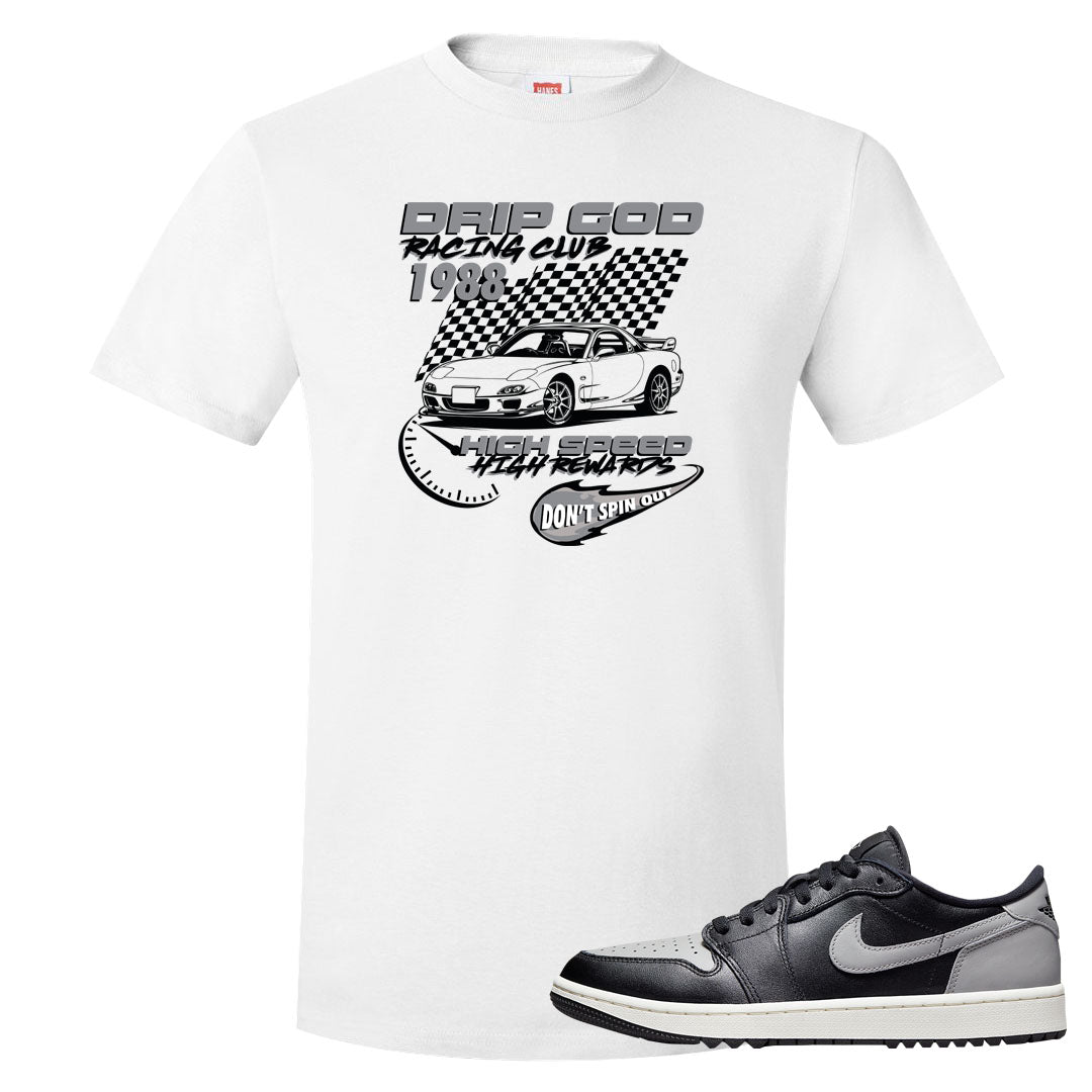 Shadow Golf Low 1s T Shirt | Drip God Racing Club, White